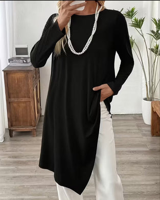 Top Asymmetrisk Midjelång Enfärgad