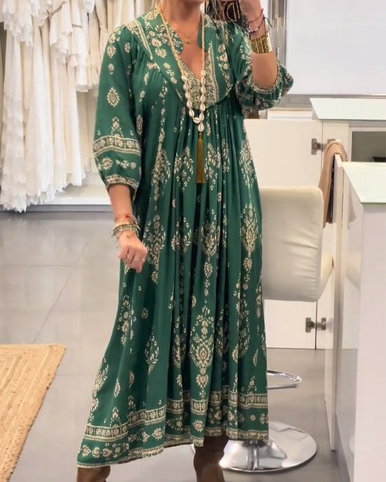 Klänning avslappnad tryck med lös ficka