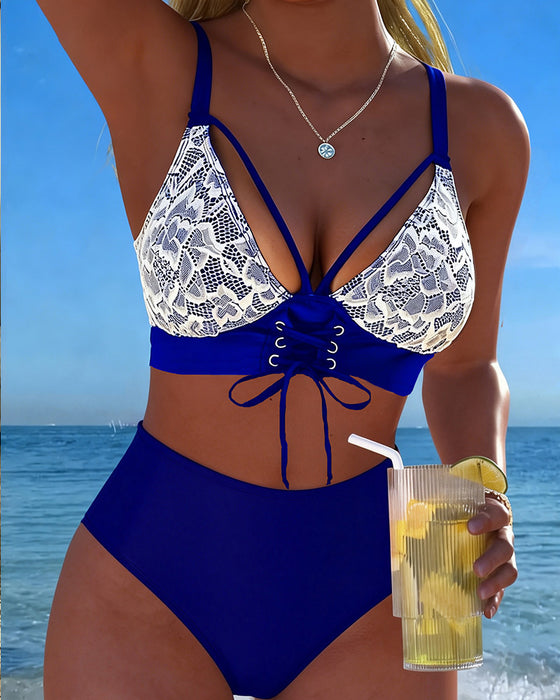 Bikini Spets Patchwork Knyt-Sida