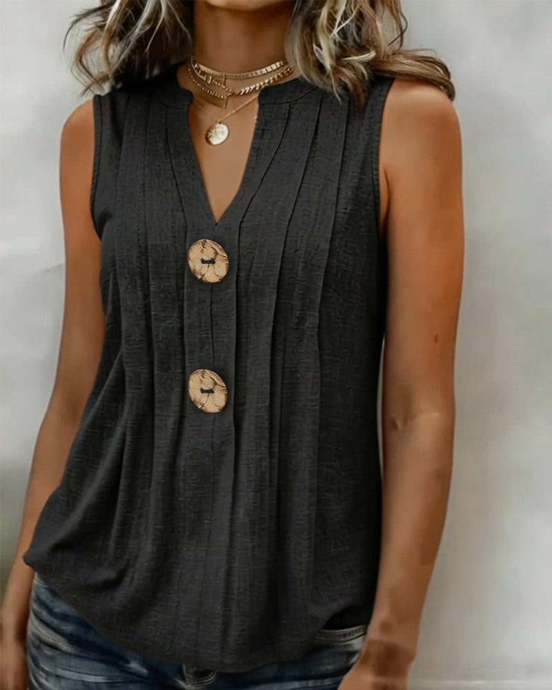 Linne V-Hals Veckad Ärmlös