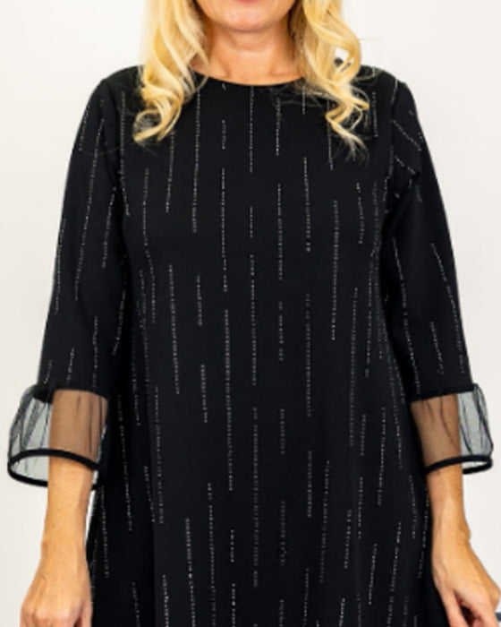 Klänning Nät Inslag Rund Halsringning