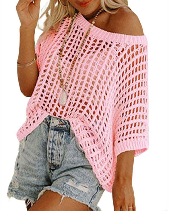 Fem Ärmligt Öppnet Väv Stranddekning