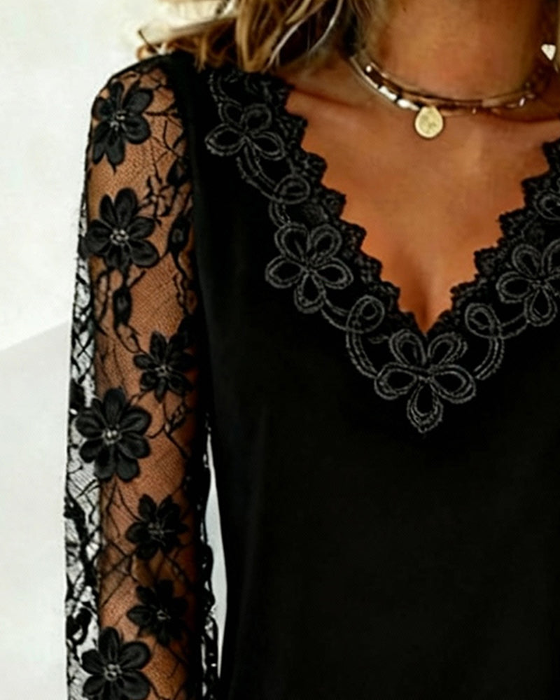 Stilfull Långärmad Topp Med V-Ringning