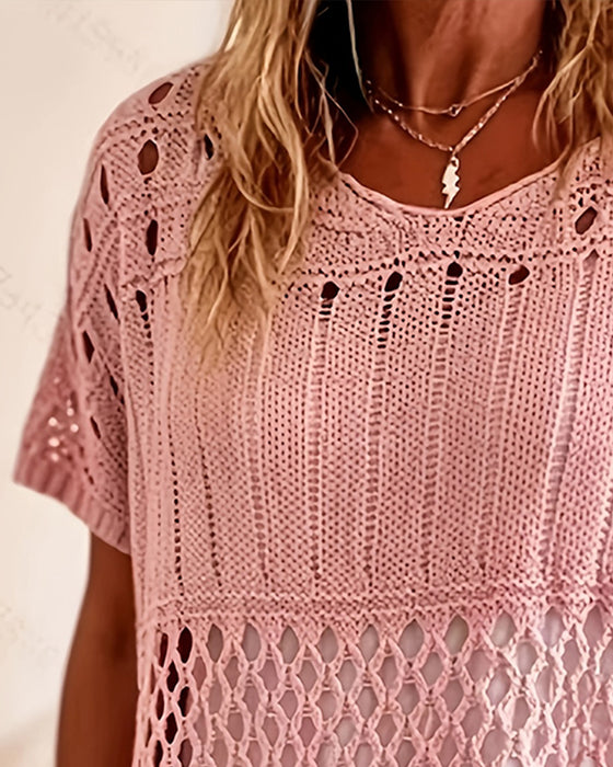 Pullover Rund Hals Utskuren