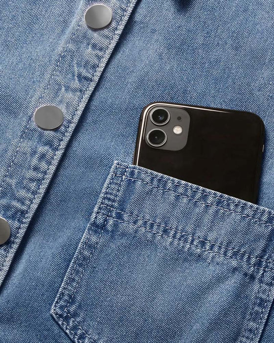 Skjorta Tryckknapp Denim Lykta Ärm Lös