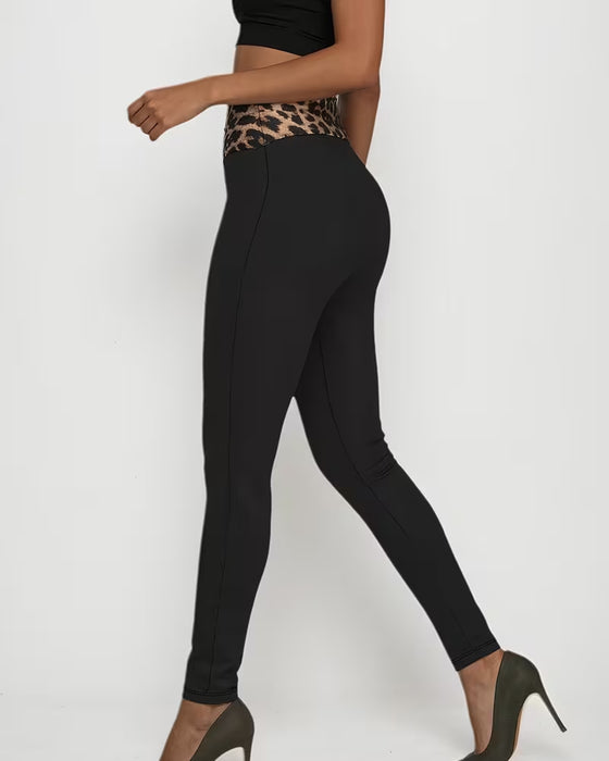 Byxor Hög Midja Leopard Tryck Tight Smala