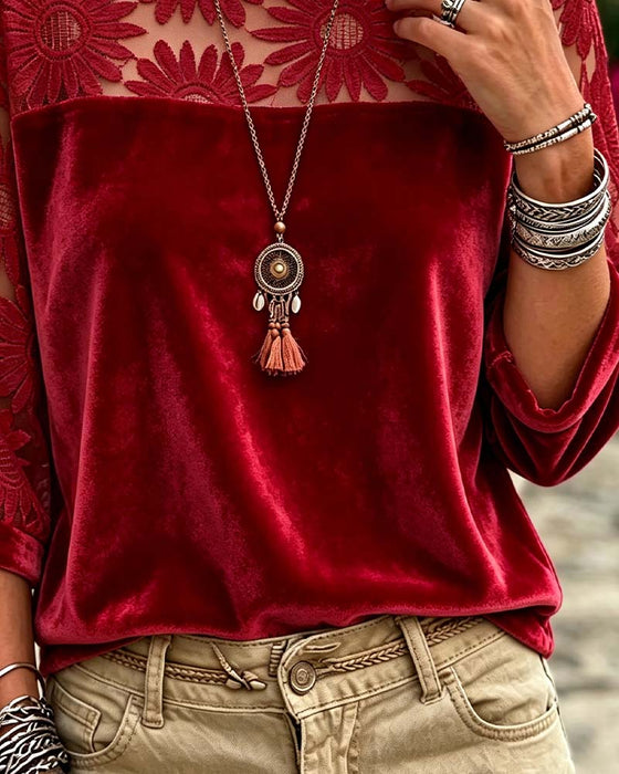 Blus Rundhalsad Solros Casual
