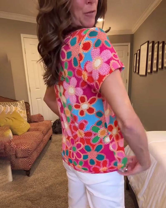 T-Shirt Slim Fit Kortärmad Tryckt