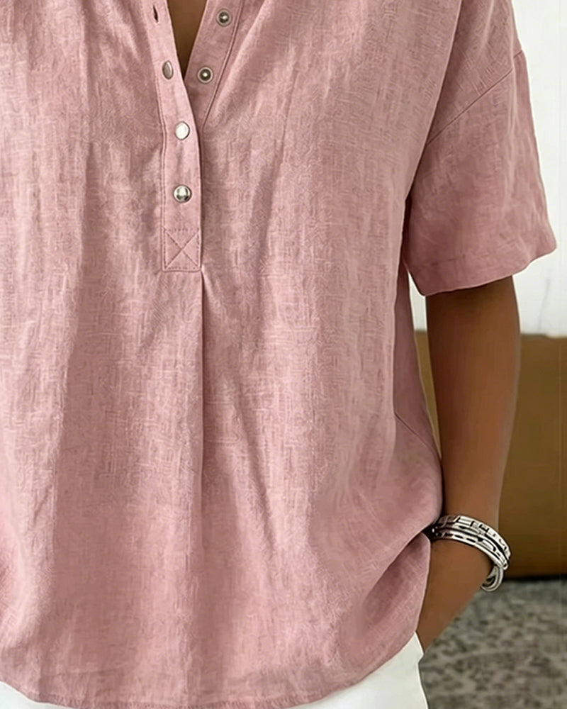 Blus Peter Pan Krage Kortärmad Knäppning