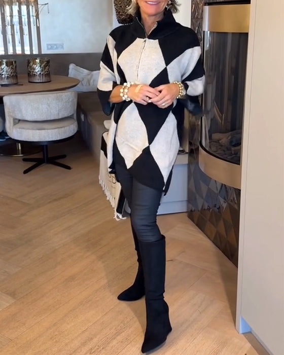 Tröja Ståkrage Argyle Oregelbunden