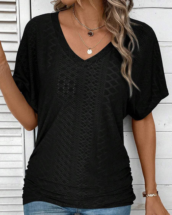 T-shirt V-ringad Enfärgad Casual