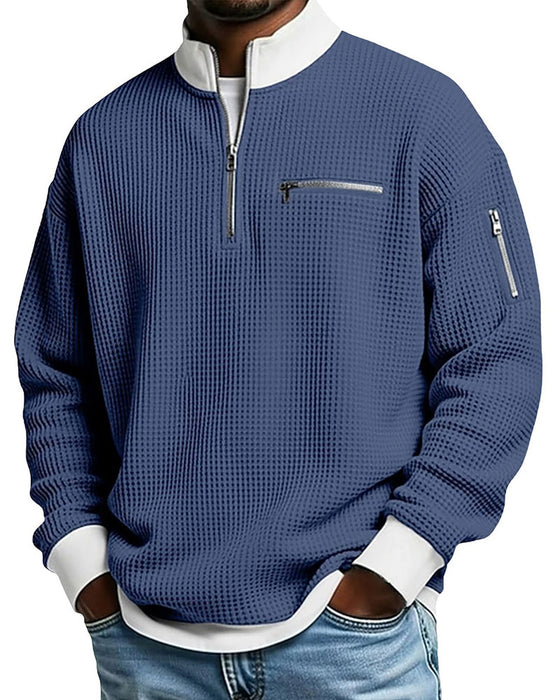 Sweatshirt Ståkrage Kontrasterande Dragkedja