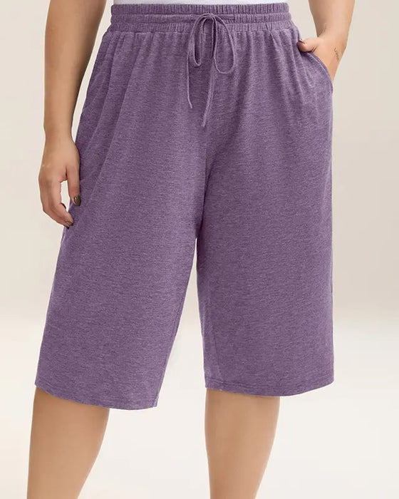 Enfärgade Shorts Med Dragsko