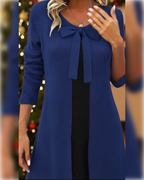 Klänning Faux Tvådelad Rosett Långärmad