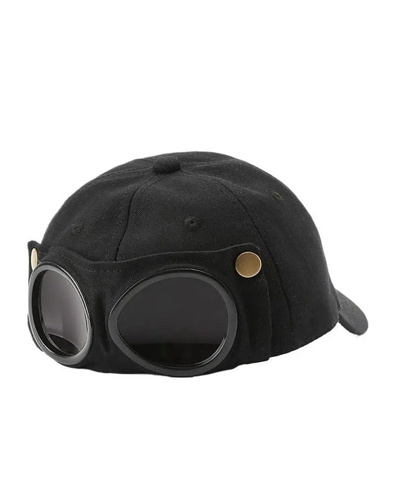 Pilotbaseballkeps Med Avtagbara Goggles – Skapad För Gatustil Och Vardagslooks
