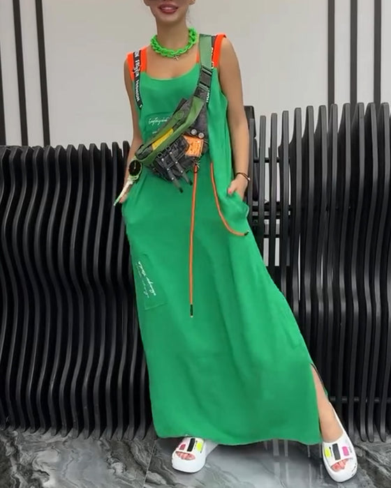 Klänning Ärmlös Personlig Bokstavstryck