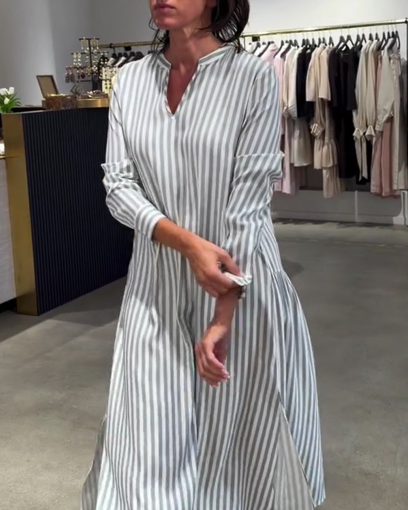 Klänning Randig Sidoslits Maxi