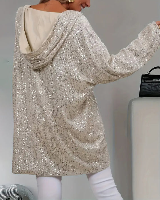 Hoodie Dam Glitter Paillett Loose-Fit