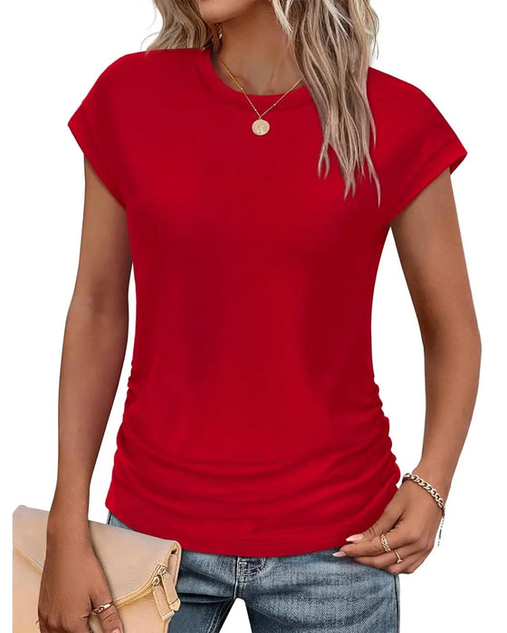 T-Shirt Sida Rynkning Kort Ärm