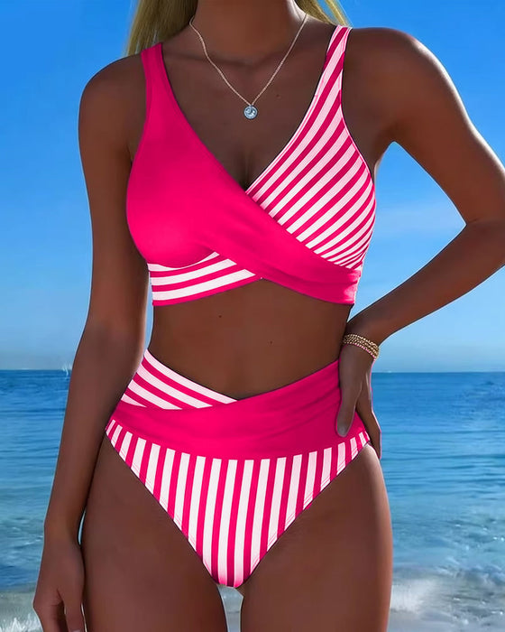 Bikini Korsrandig Tryckt