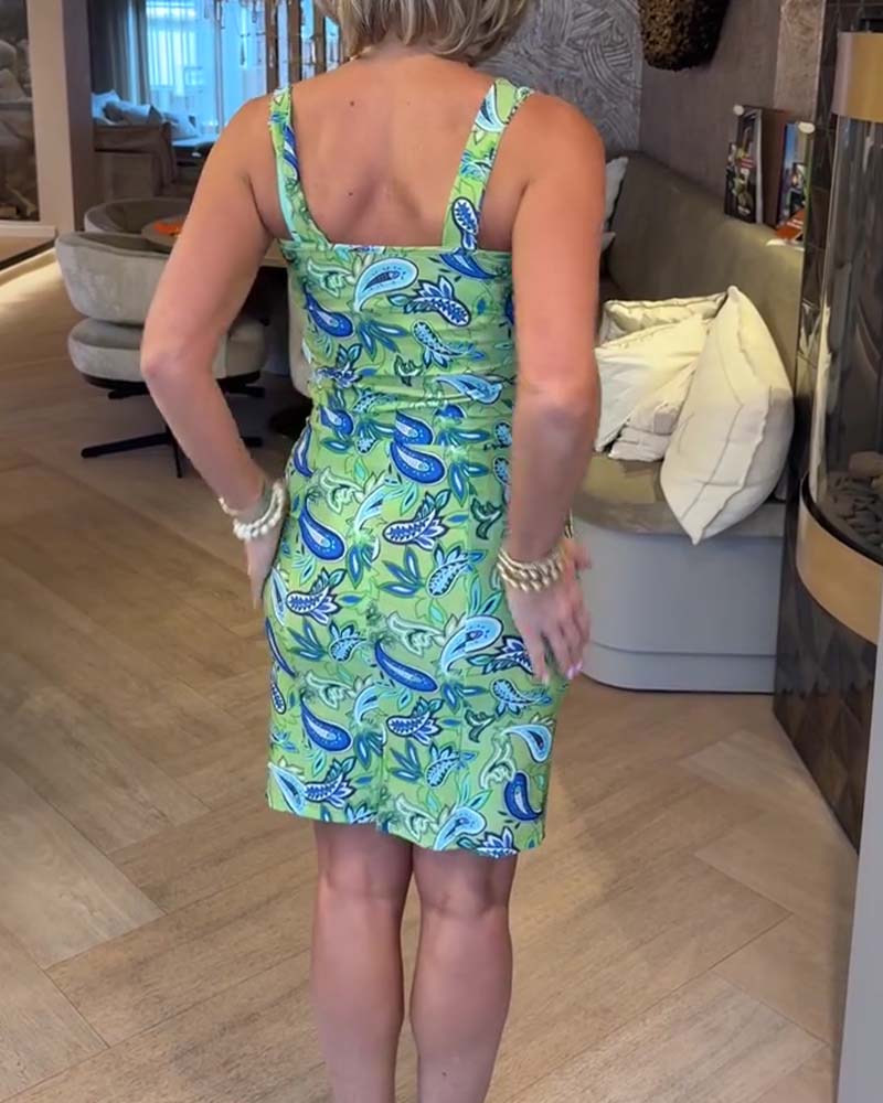 Klänning Ärmlös Figurnära Remmar Cashew Blomma