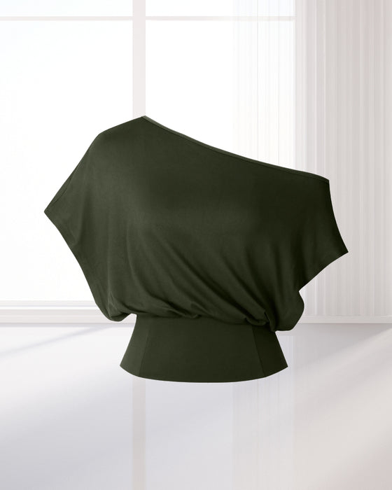 T-Shirt Asymmetrisk Fåll Åtsittande Fladdermus