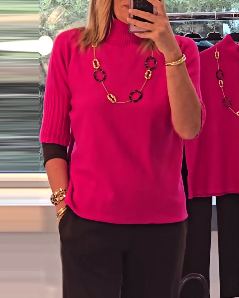 Pullover tröja avslappnad enfärgad varm