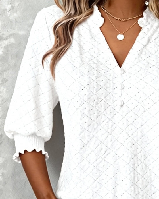 Topp V-Ringning Argyle Kortärmad