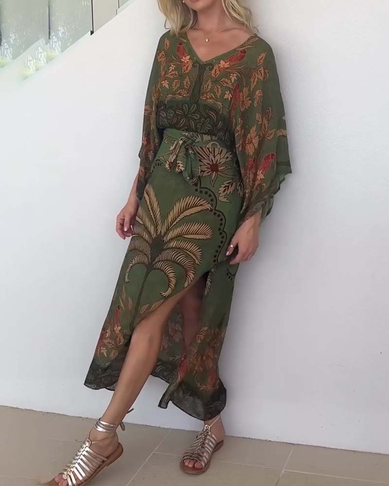 Klänning Tryckt V-Ringad Resort