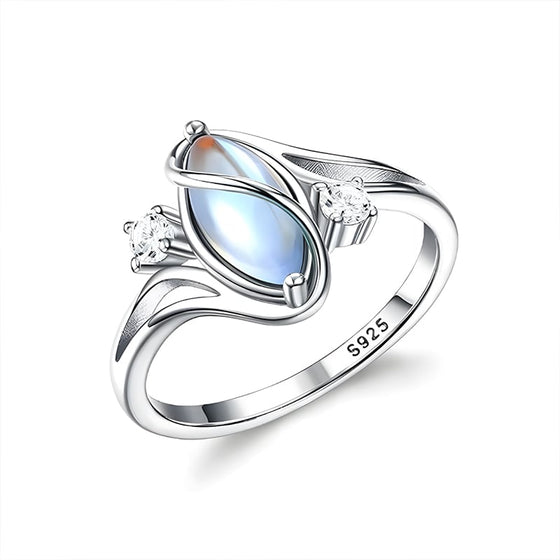 Oval månsten geometrisk ring