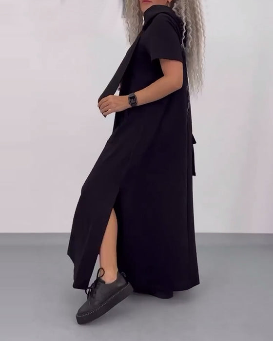 Klänning Enfärgad Huvtröja Casual