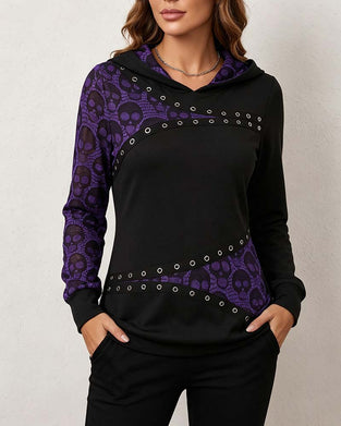 Hoodie Casual Färgblock