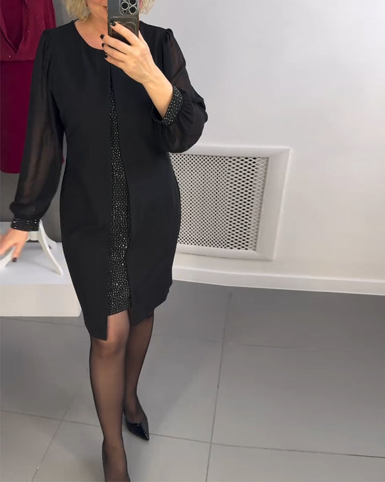 Klänning Rund Hals Diamant Panel