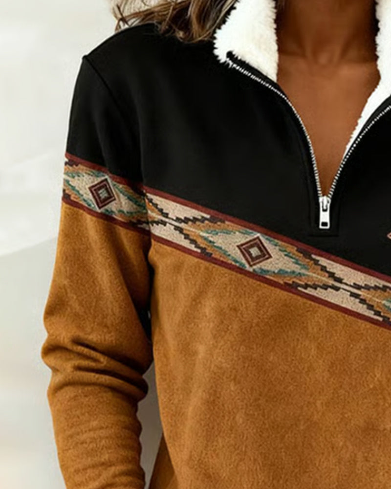 Retro Hoodie Med Halvblix Och Krage