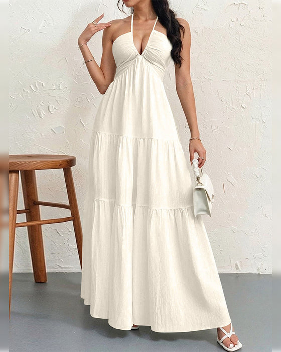 Klänning Mode Solid Halter