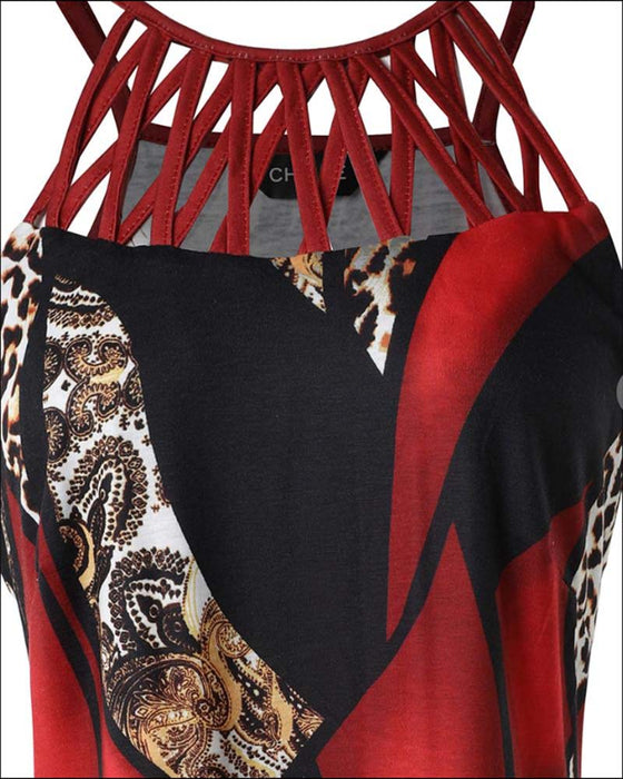 Ihålig ärmlös klänning i kontrastfärg