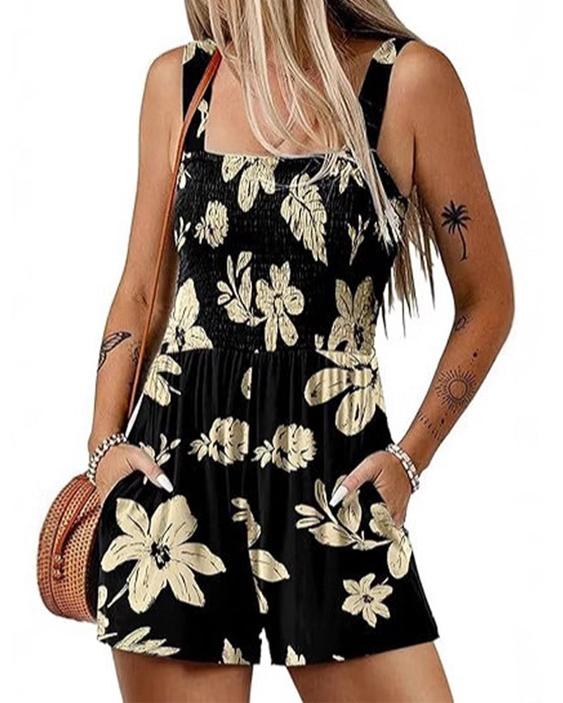 Hoppdräkt blommig avslappnad bandshorts
