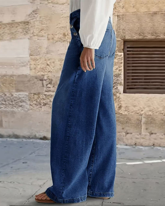 Jeans Multi-Knapp Tvättad Lös