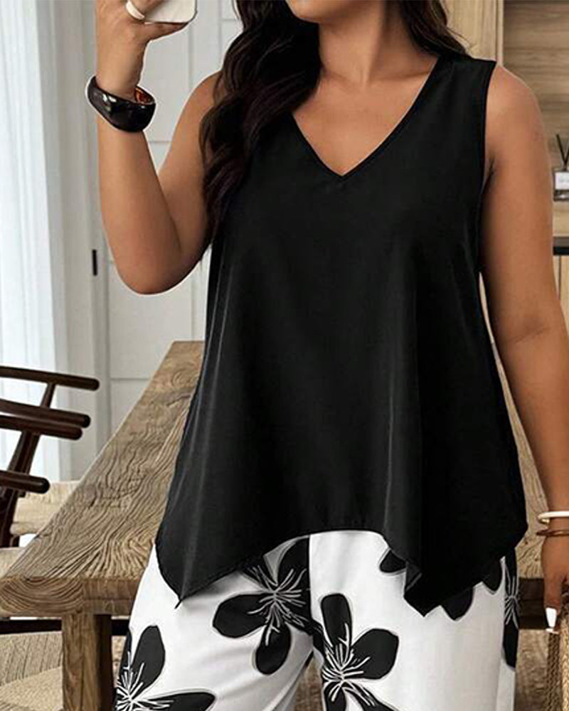 Set Elegant Tryck Ärmlös