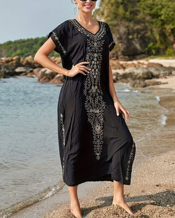 Klänning Etnisk Stil Retro Kortärmad