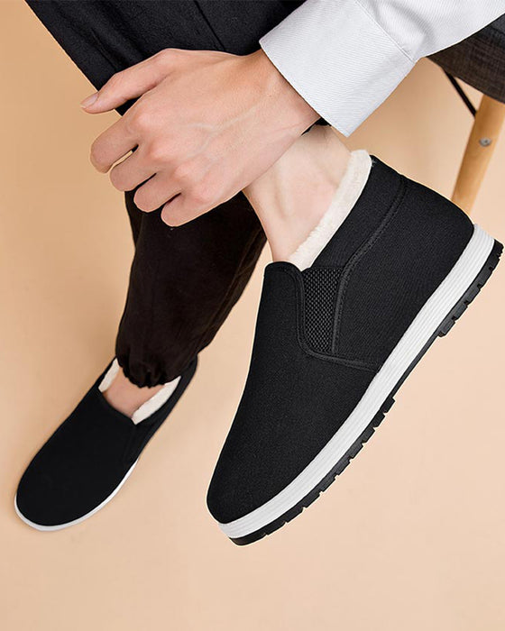 Skor I Bomull Med Supervarmt Foder I Fuskpäls Och Halkfri Sula För Herr