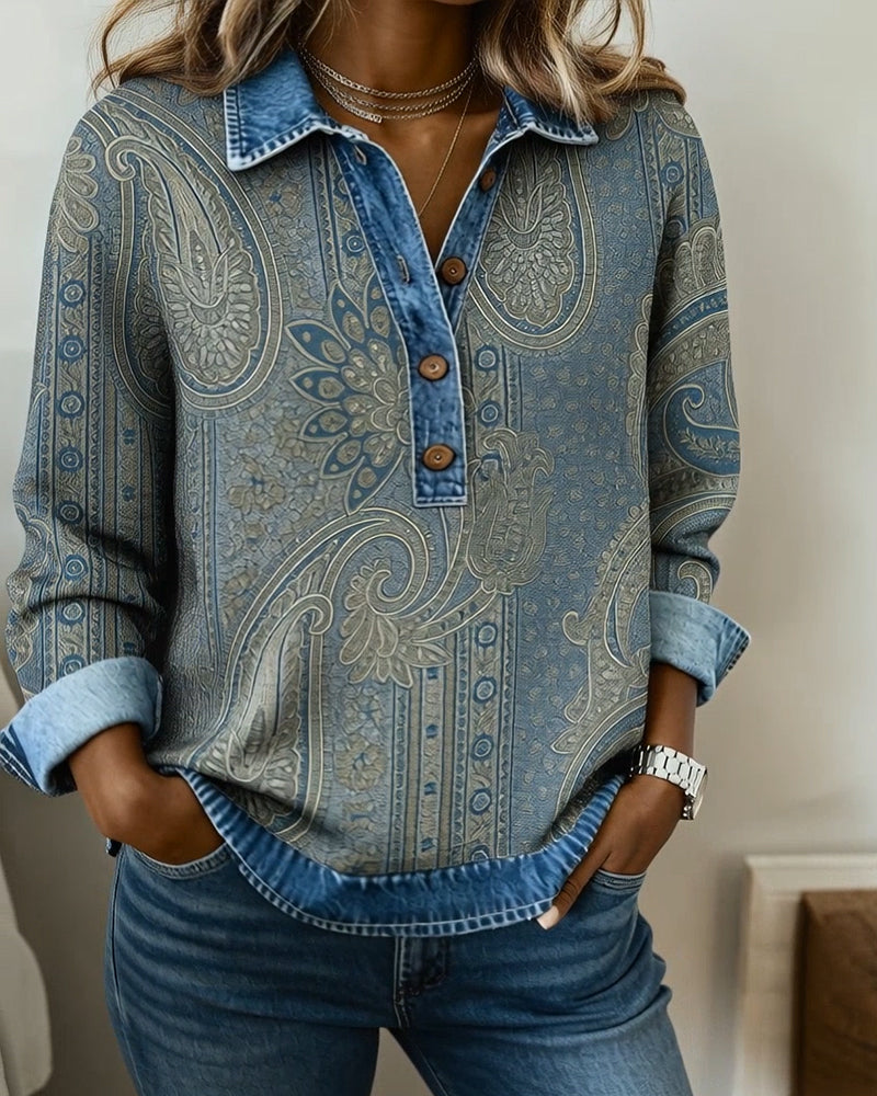 Luvtröja Färgblockad Knappkrage