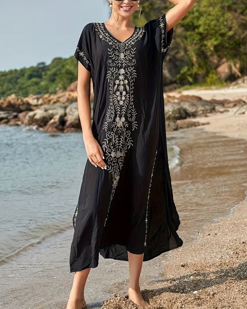 Klänning Etnisk Stil Retro Kortärmad