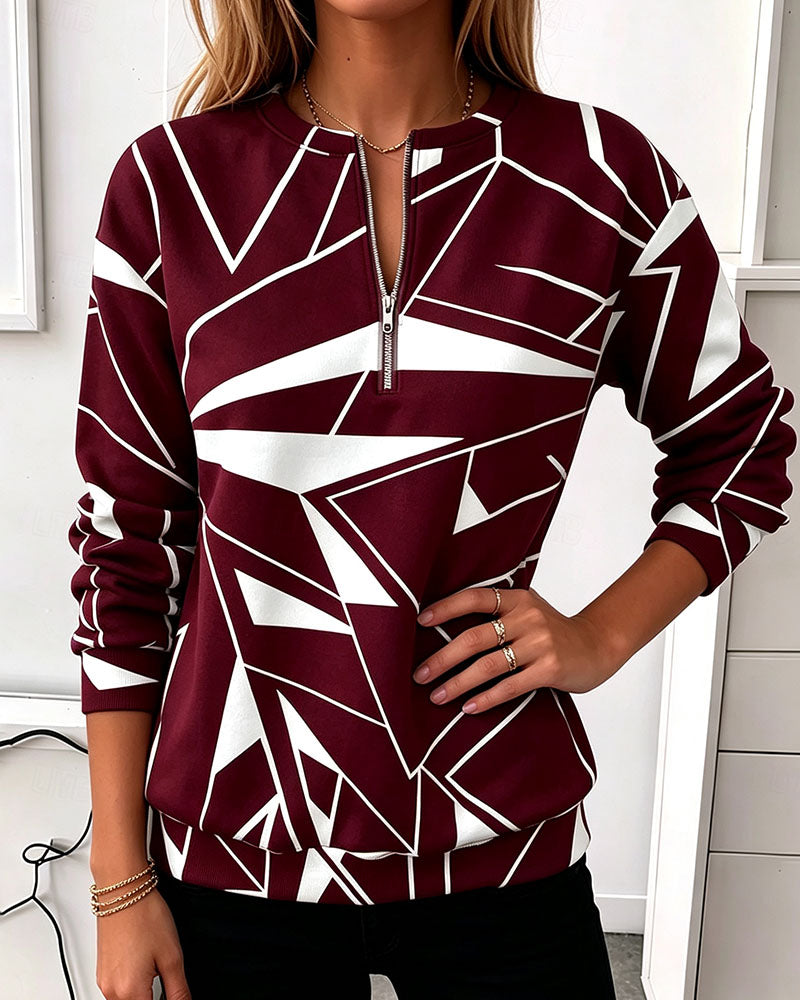 Sweatshirt Casual Dragkedja Lång Ärm