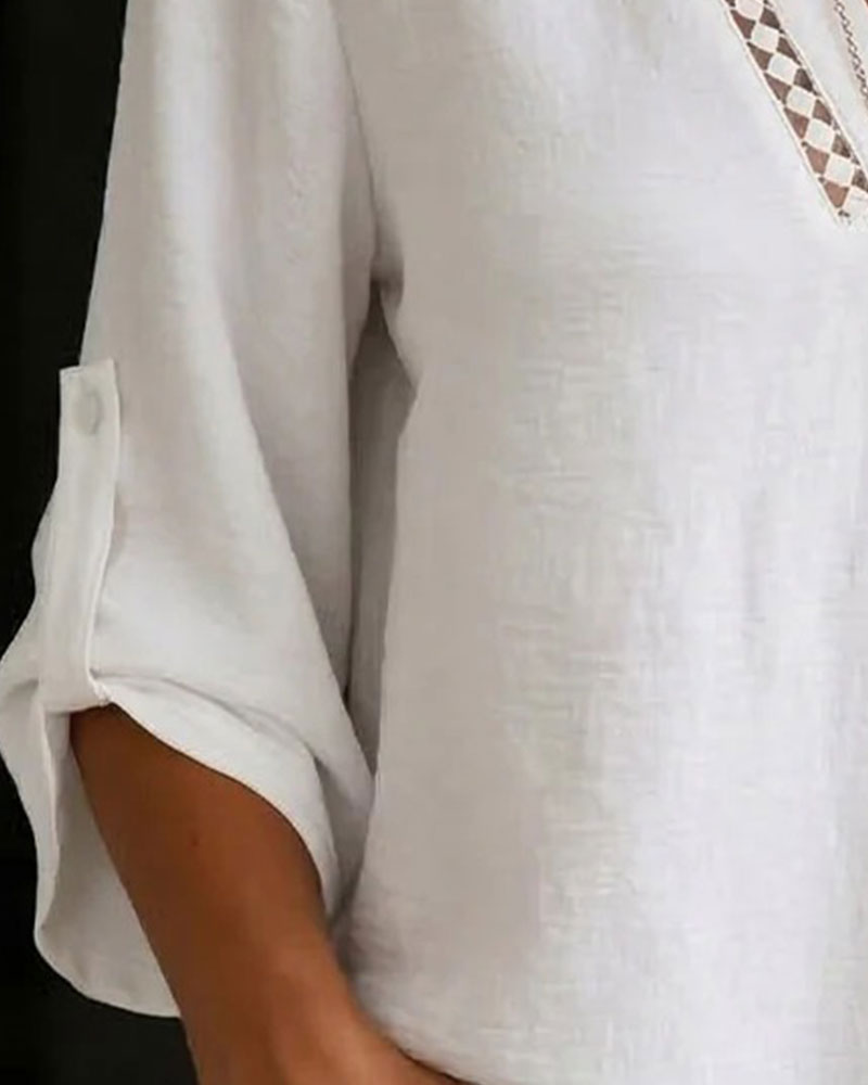 Blus Enfärgad Kavajslag Utskärning Lappverk