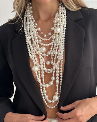 Halsband Flerlagrig Lång Pärla