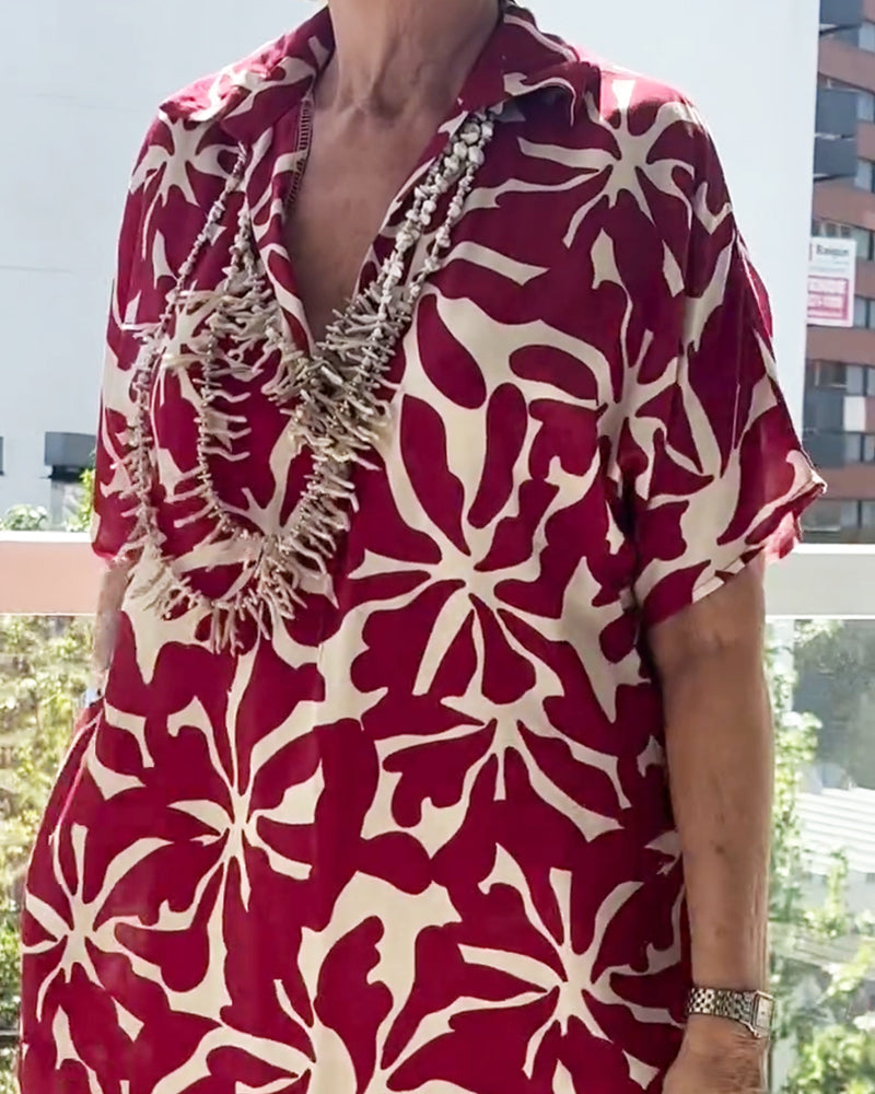 Klänning Stilig Kortärmad Tryckt