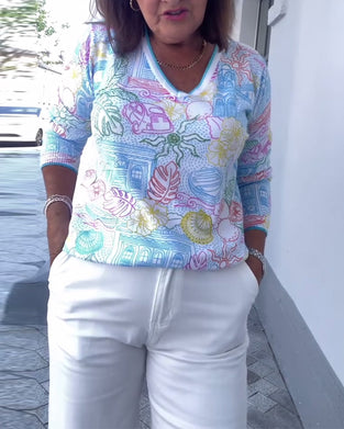 Tröja V-Ringad Mönstrad Mode