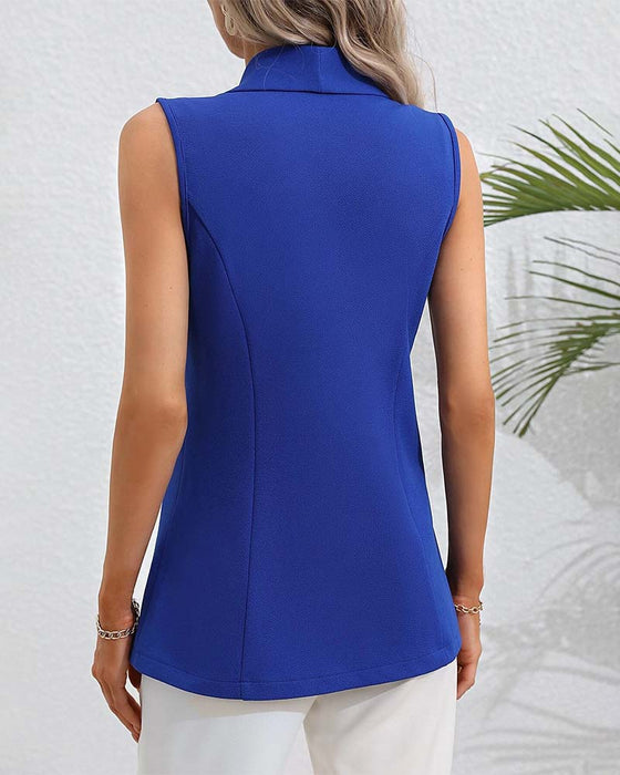 Enknäppt Ärmlös Kofta Jacka