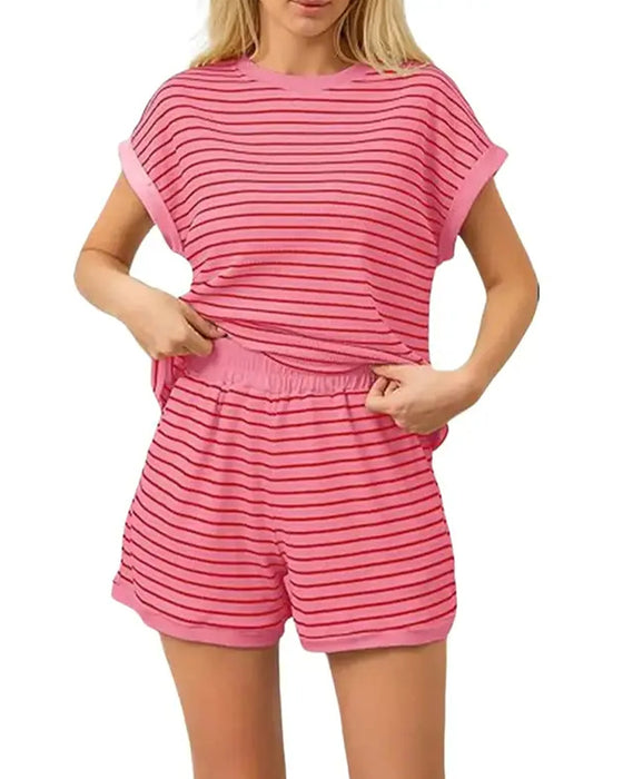Set Randig Kortärmade Shorts